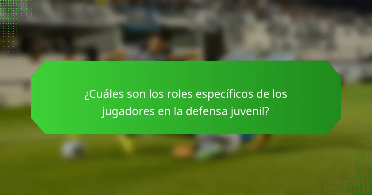 ¿Cuáles son los roles específicos de los jugadores en la defensa juvenil?