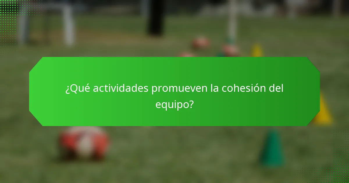 ¿Qué actividades promueven la cohesión del equipo?